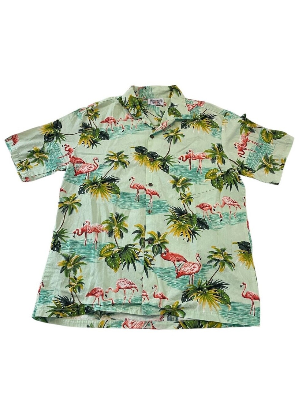 Pacific Legend Hawaiian Aloha Shirt Mens M Tropical Flamingo Short Sleeve USA